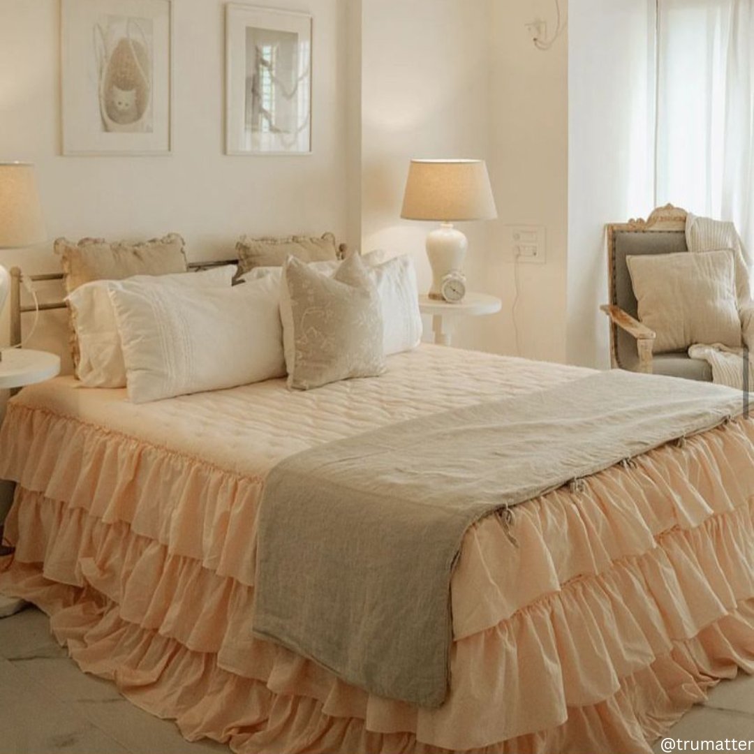 Alicia - The Whimsical Ruffled Bedspread - Comes With Two Pillowcases - Studio Covers