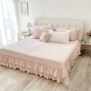 Elaine - A Freefalling Ruffled Bedspread - Comes With Two Ruffled Pillowcases - Studio Covers